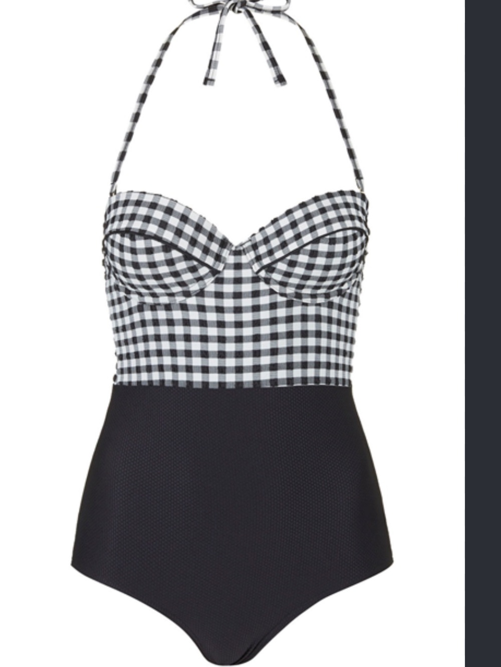 Topshop Black and White Gingham One Piece Swimsuit Size 10